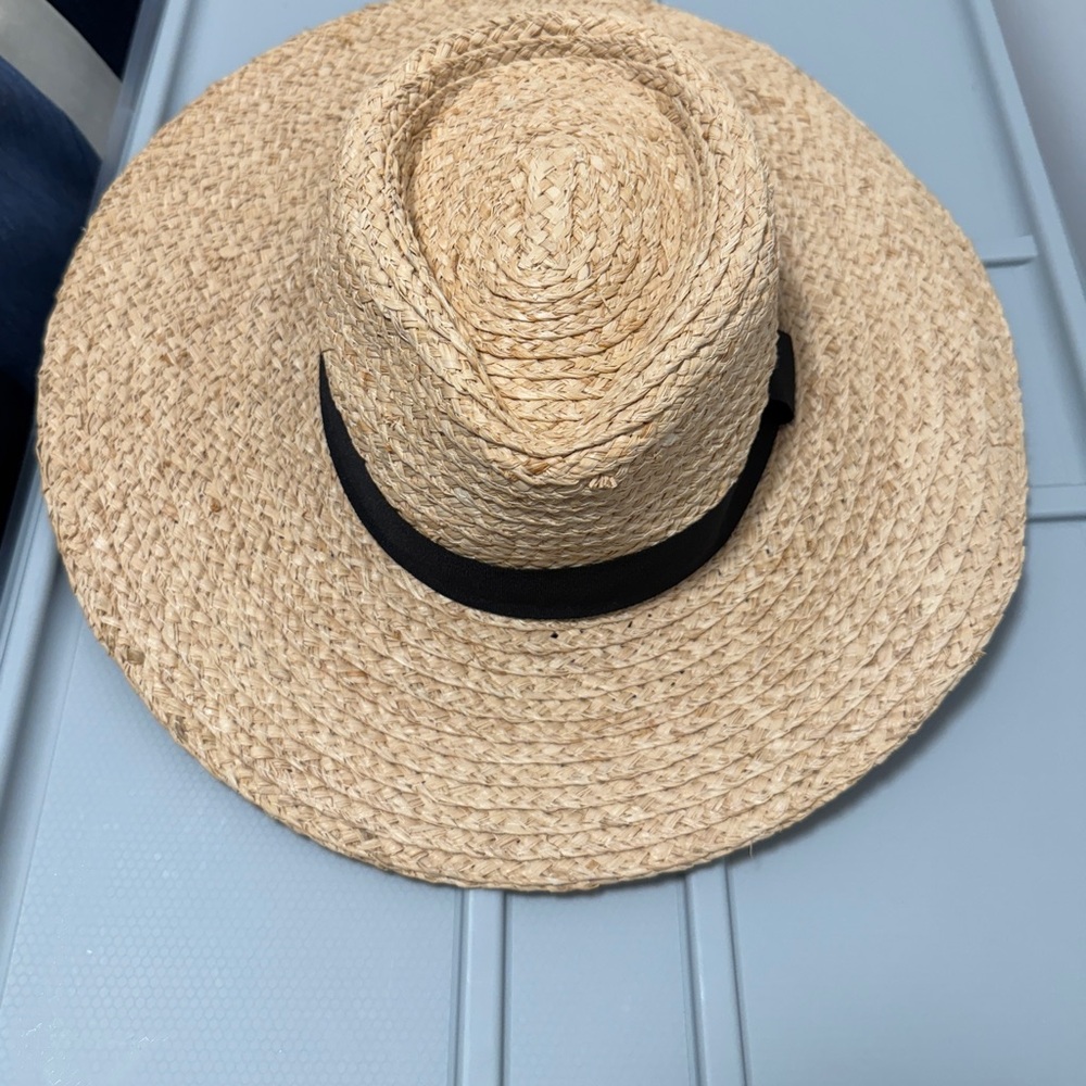 & Other Stories Natural Straw Hat with Black Accent